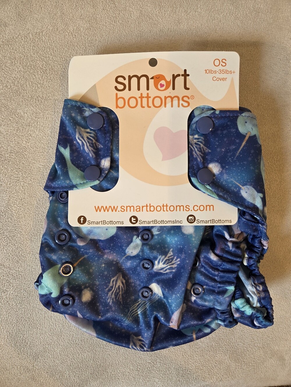 Smart Bottoms Baby Reusable Cloth Diaper-Blue Ocean Print-One Size (10lb-35lbs+)
